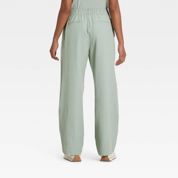 Open Box - All In Motion - Women's Woven High-Rise Trouser Pants - Green - Picture 2 of 4